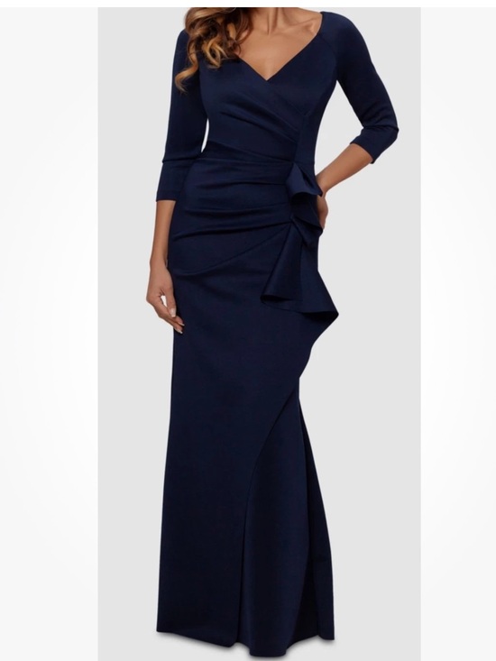 Xscape Dresses & Skirts - Xscape Women's Blue Pleated Ruffled Gown Dress Size 12 floor length